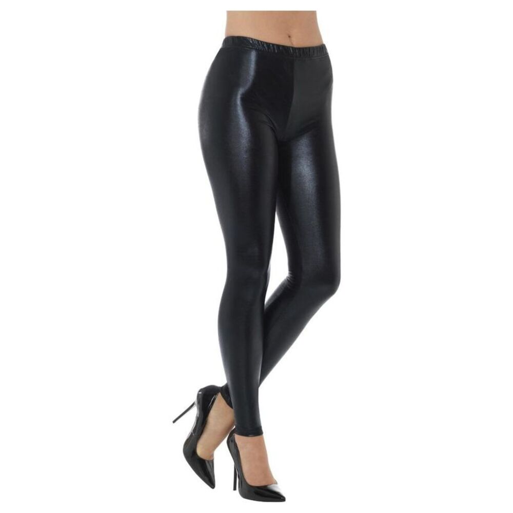 Smiffys Womens/Ladies 80s Disco Metallic Leggings / Black
